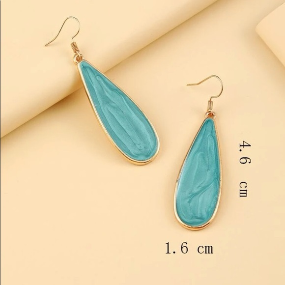 Water Drop Earrings Turquoise Golden - Picture 3 of 5